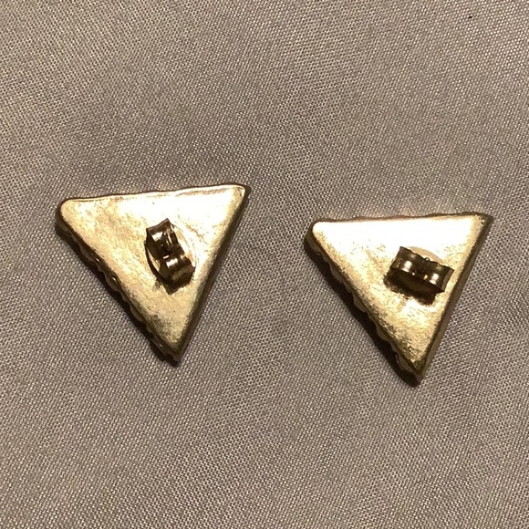 🌹Trillion rhinestone earrings large studs pierced - Picture 2 of 3